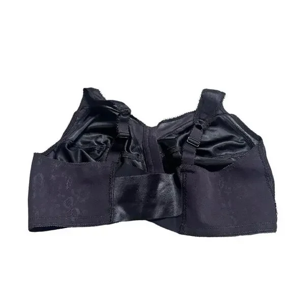 Playtex 18 Hour Wire Free Front Closure Black Bra Size 40DD - Picture 2 of 4